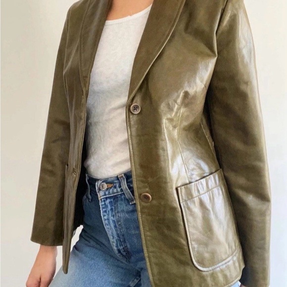 GAP Jackets & Blazers - GAP Olive Green Women's Leather Jacket